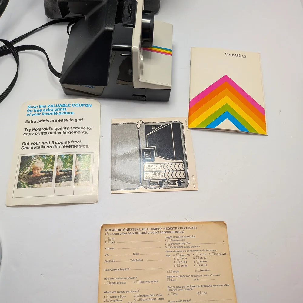 Vintage Polaroid One Step Rainbow Instant Land Camera w/Strap UNTESTED